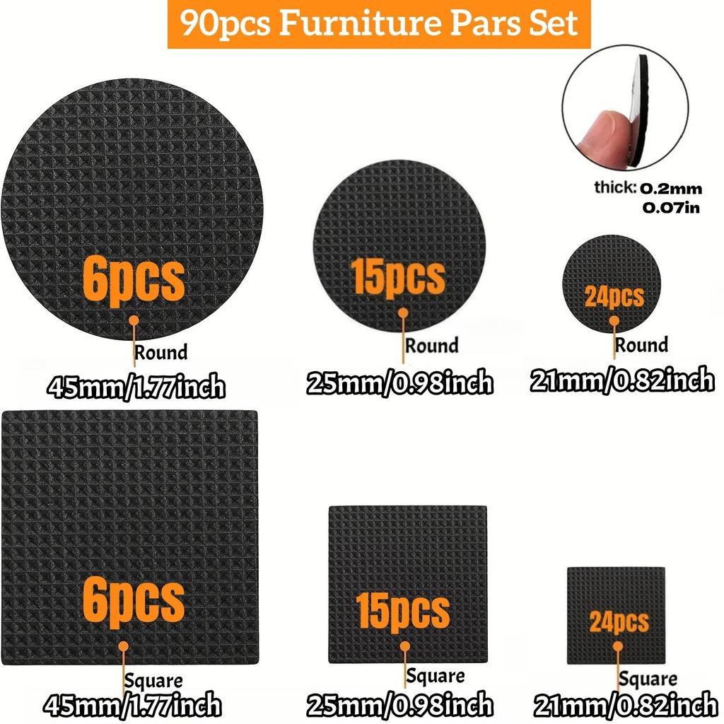 12/180pcs Seat Furniture Silent Pads Table Chair Foot Protection Multi-functional Sticky Mat Set Anti-Slip Home Floor Protector