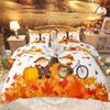 Homewish Happy Thanksgiving Day Duvet Cover Set Autumn Pumpkin Bedding Set Kawaii Turkey Fall Gnome Comforter Cover Set