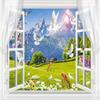 3d Window Snow Mountain Wallpaper Grassland Animal Landscape Photo Wall Murals Living Room Bedroom Wall Paper