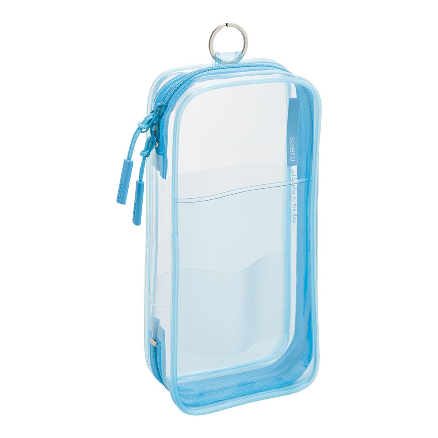 LIHIT LAB Soeru Круглая пенал-косметичка на молнии, вмещает 12 ручек, Сабон Блю A8103-20