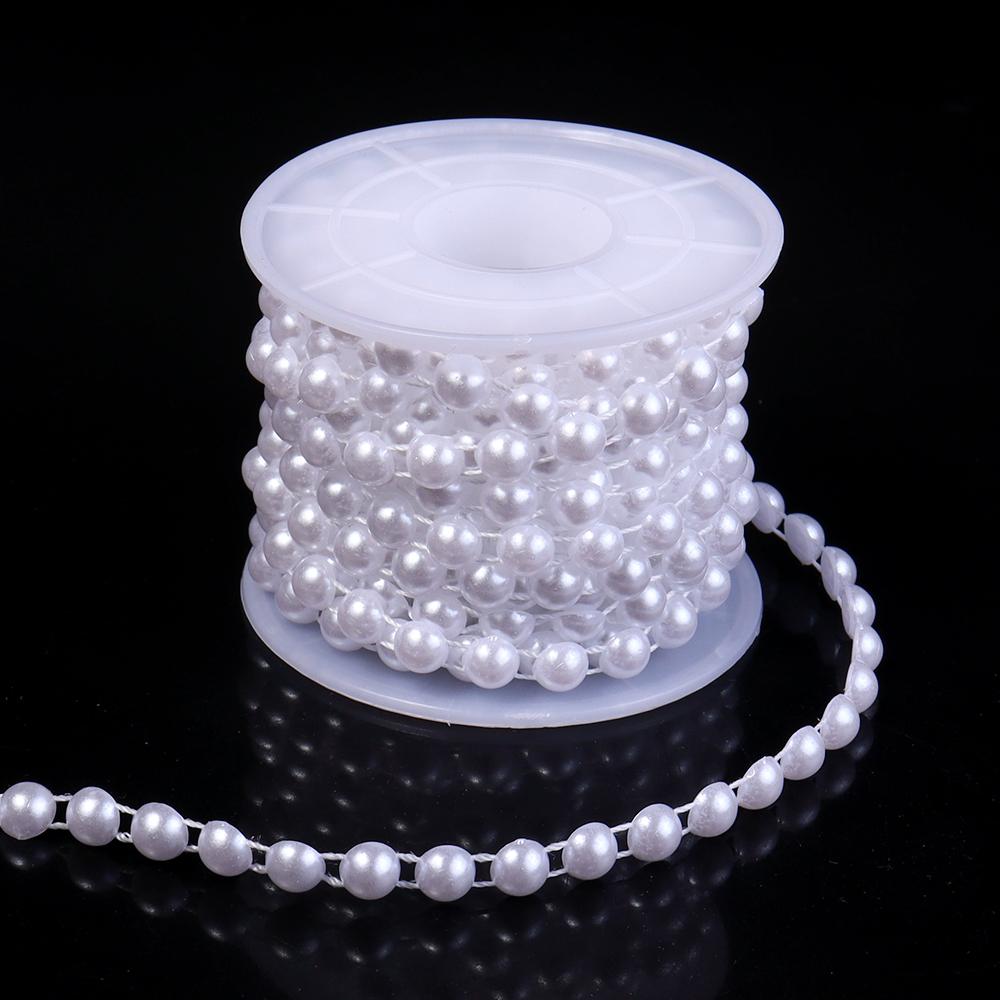5yards/roll ABS Imitation Pearl Half Round Pearls Chain 4-10mm Cotton Thread Beads Chain For Wedding Party Christmas Decoration