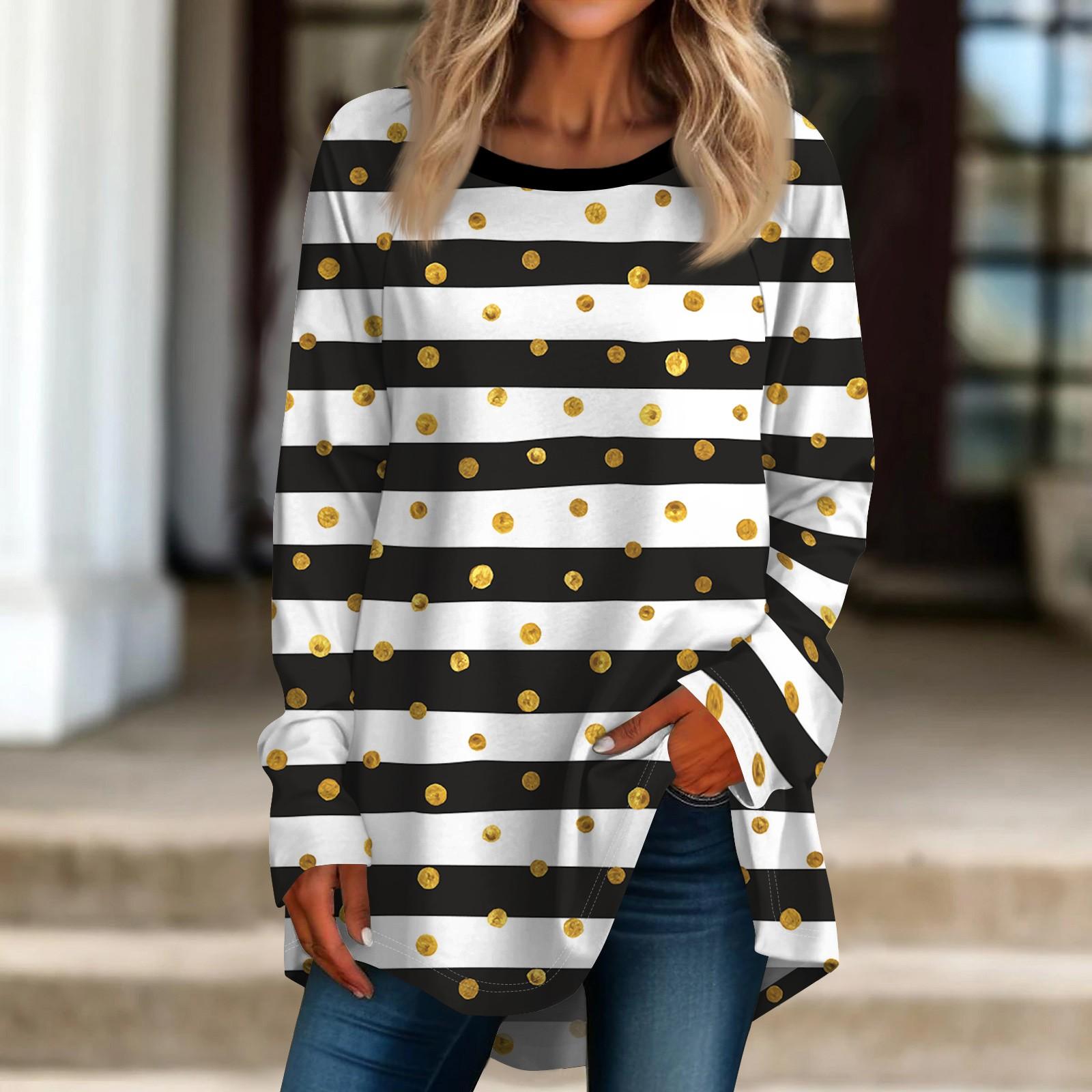 

Женская негабаритная полосатая рубашка с длинными рукавами и круглым вырезом, полосатая футболка, верхний пуловер XL чёрный