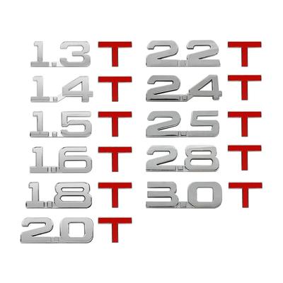 3D Metal Car Trunk Engine Displacement Emblem Badge Decal Stickers 1.3T 1.4T 1.5T 1.6T 1.8T 2.0T 2.2T 2.4T 2.5T 2.8T 3.0T Logo