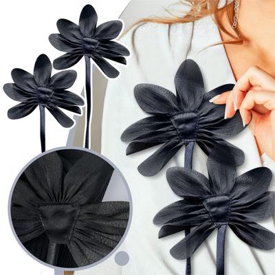 Three Dimensional Mesh Flower Female Design Sense Irregular Ribbon Leaf Breast Flower Pair