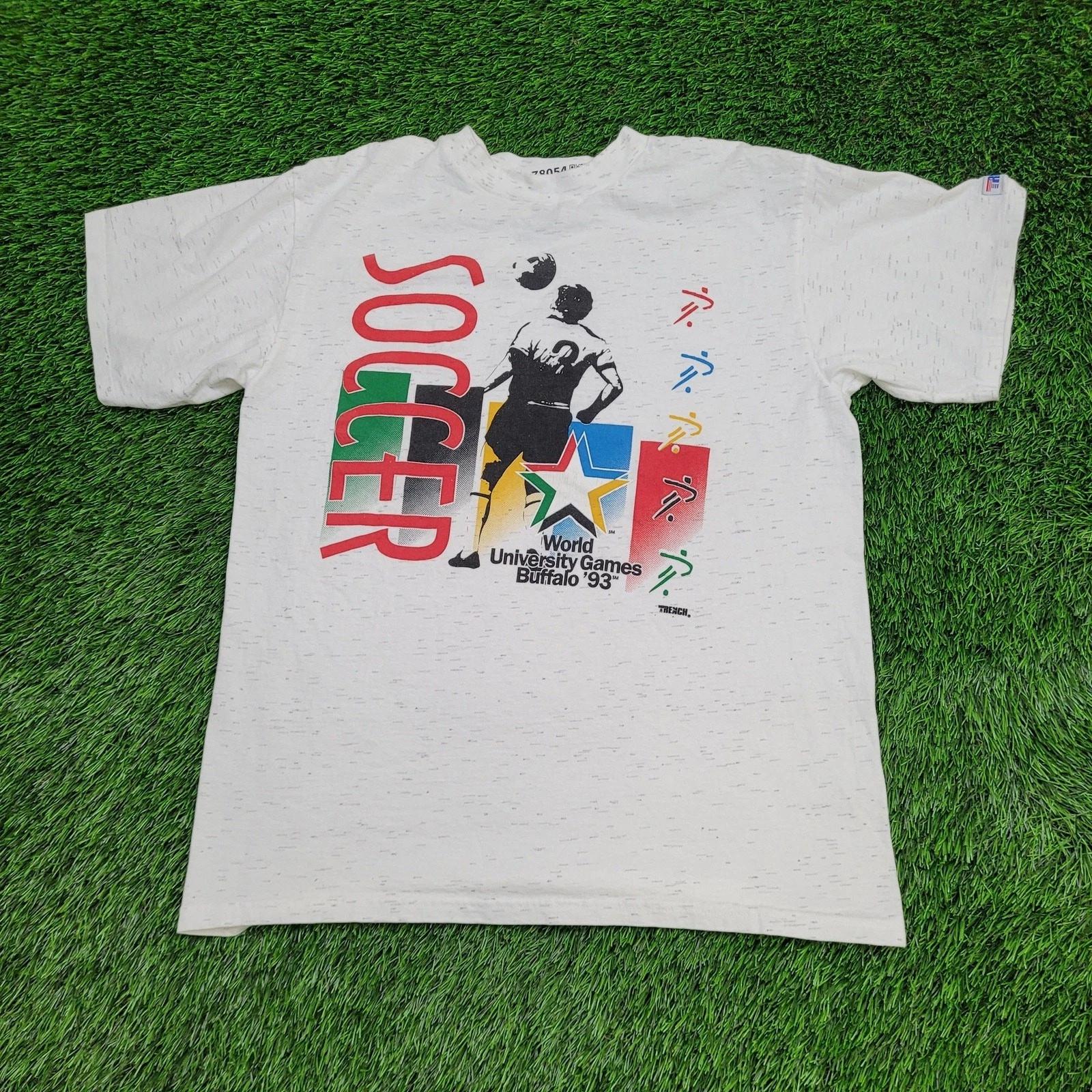 

Vintage 1993 World University Games Buffalo Shirt L 21x26 Soccer 4XL