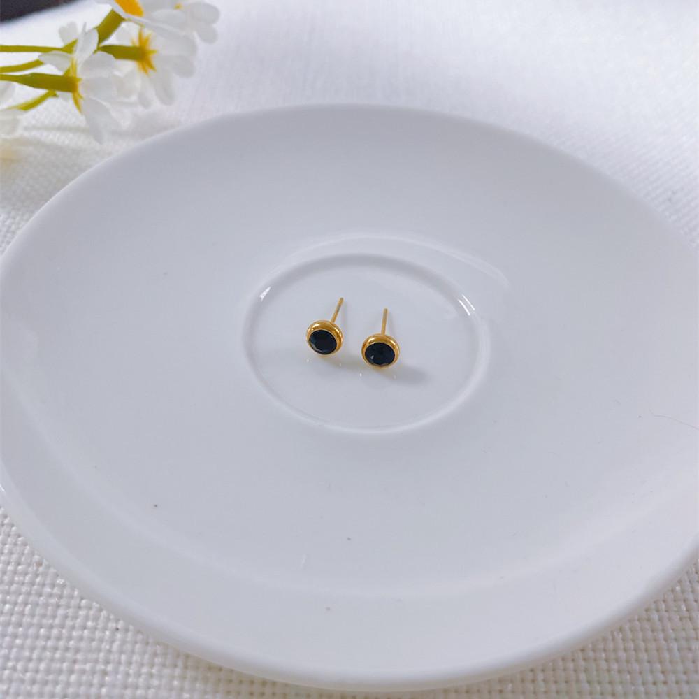 European-American Niche Style Colorful Zirconia Birthstone Earrings with Stainless Steel