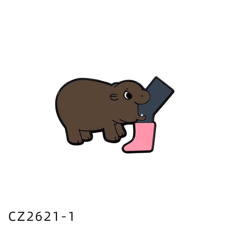 Thailand Internet Celebrity MooDeng Hippo Cartoon Brooch Cute Enamel Alloy Badge Pin Decoration For Backpack Clothing Accessory
