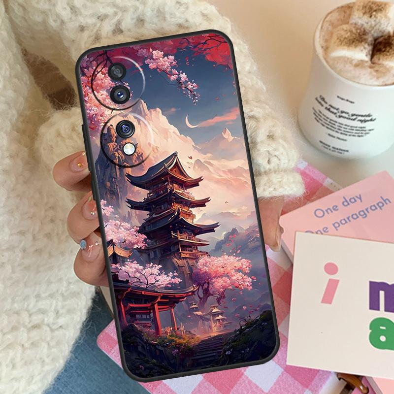 

Japanese Art Temple Sakura Phone Case For Honor Magic 5 Pro 50 70 90 Lite 8X 9X X6 X7 X8 X9 X8a X7a X6a X9b X9a Cover Honor Magic5 Pro