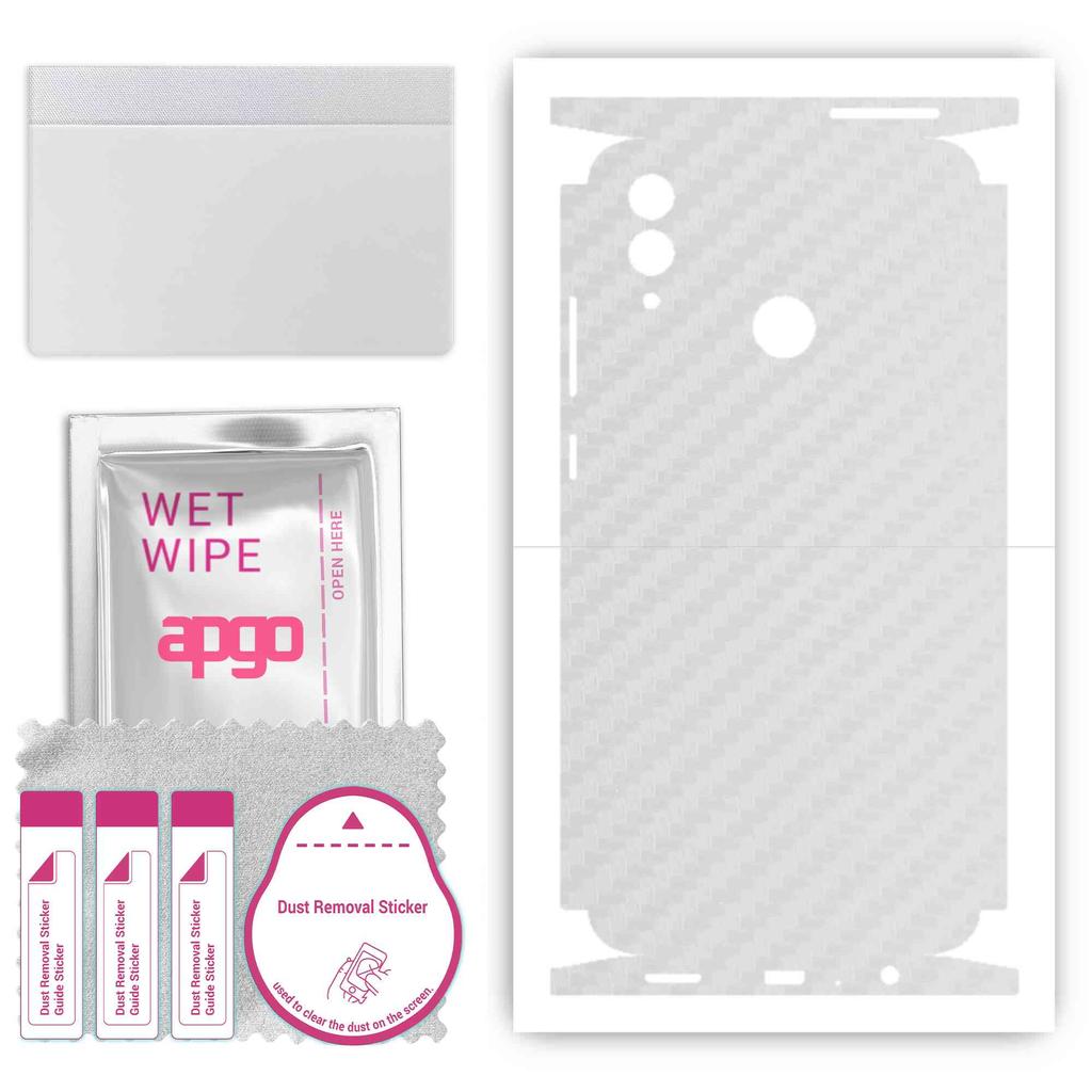 apgo Protective Skin Sticker for the Back+sides Compatible with Honor 10 Lite, Full Wrap Film, Foil, Vinyl - Pattern Transparent Carbon