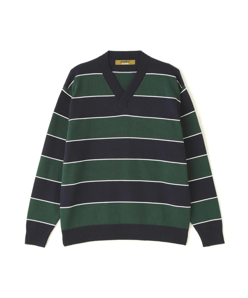 AVIREX V-NECK BORDER KNIT M 120 Navy 783-4240006