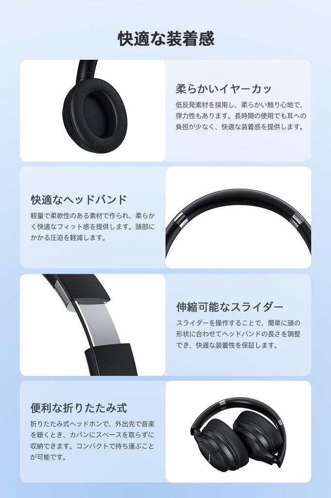 Nakamichi OW1500ANC Bluetooth ANC Noise 30 Hours Continuous Wireless Dual Foldable Headset Headphones, 5.4, Cancelling, Built-in Microphone, Playback,