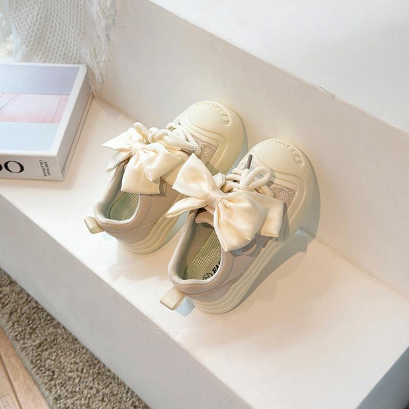Children Casual Shoes with Bow-knot Simple Girls Unique Canvas Shoes Kids Sweet Sport Shoes Non-slip Round-toe 2024 Autumn New