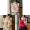 Silk Satin Summer Womens Sleeveless T Shirt With Round Neck For Office Wear