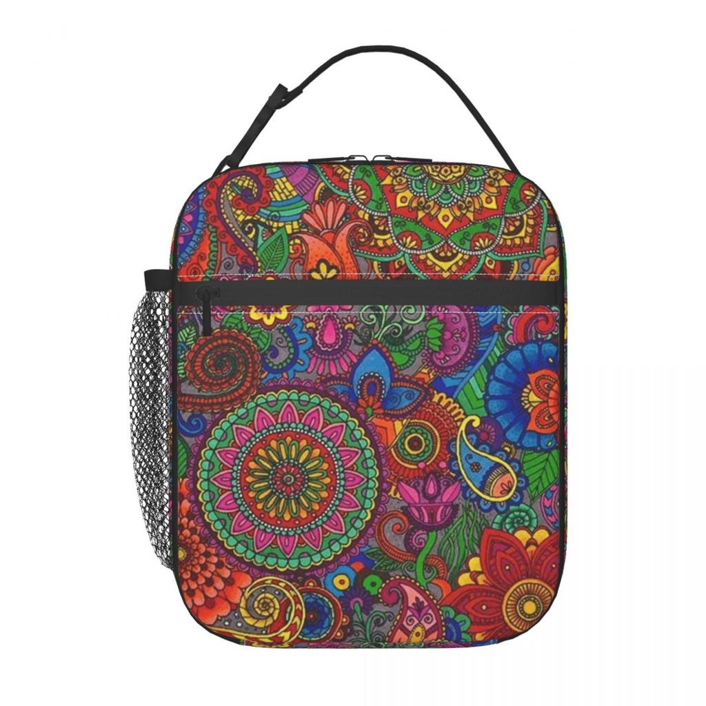 Colorful Bohemian Pattern Insulated Lunch Bag for Women Children Portable Food Boxes Thermal Lunch Box Tote