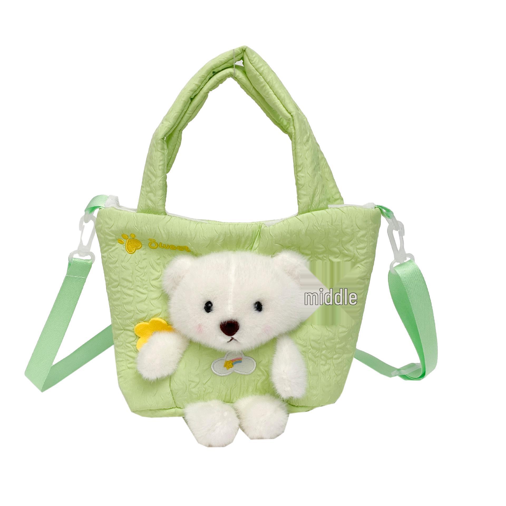 

Мультяжная плюшевая сумка-тоут Lina Bell – Большая вместимость, на одно плечо или ручная, милый подарок для девочек или кукла для игрового автомата. 17 cm желто-зеленый