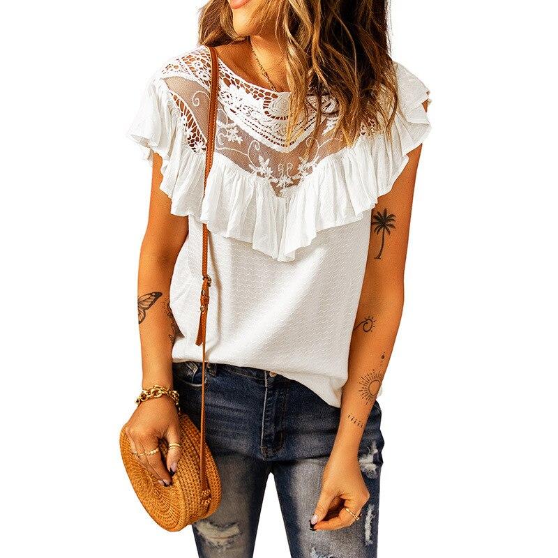 Elegant Women's Summer Blouses Fashion New Casual Woman Tops Women Shirt Blouse Chemise Femme Lace Blusas Top Female Mujer