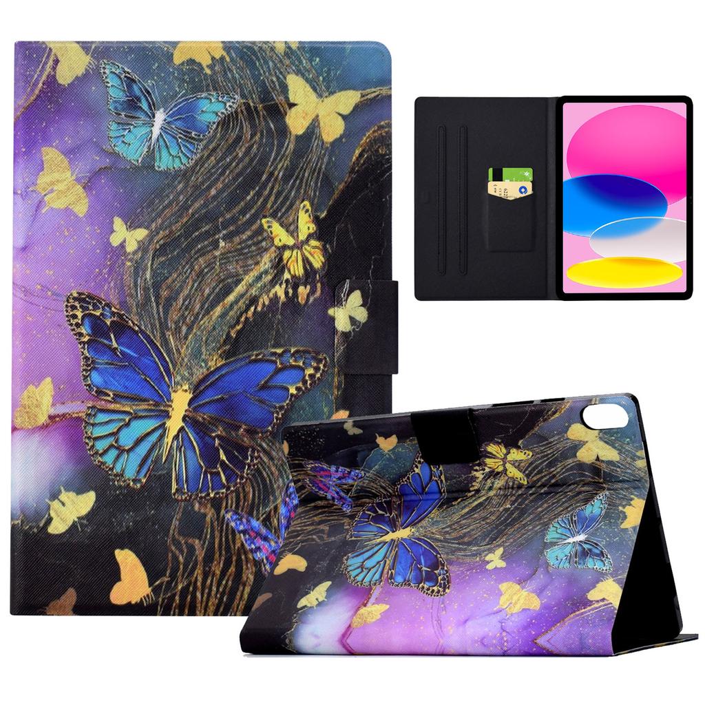 For iPad (2025)/10.9 (2022) Case with Card Slots Pattern Printed Bump Proof Leather Tablet Cover