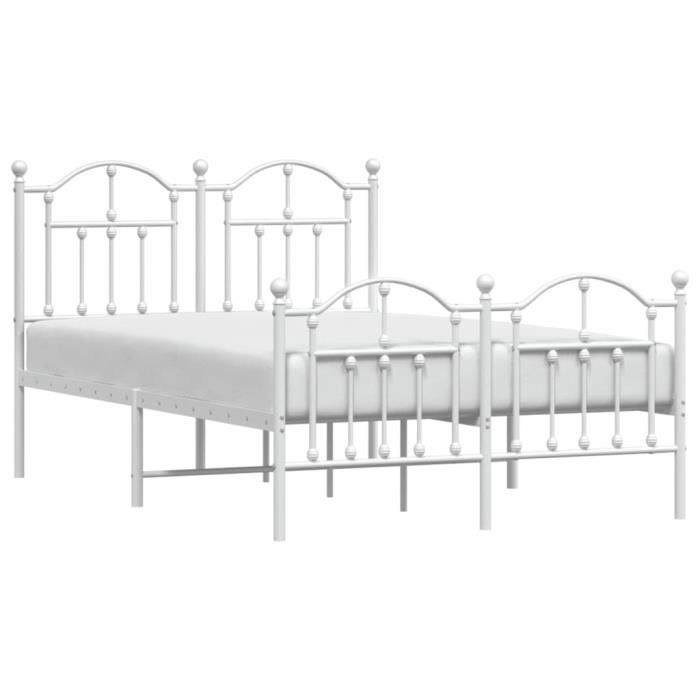 VidaXL Cadre de lit métal avec tête de lit-pied de lit blanc 120x200cm 353504