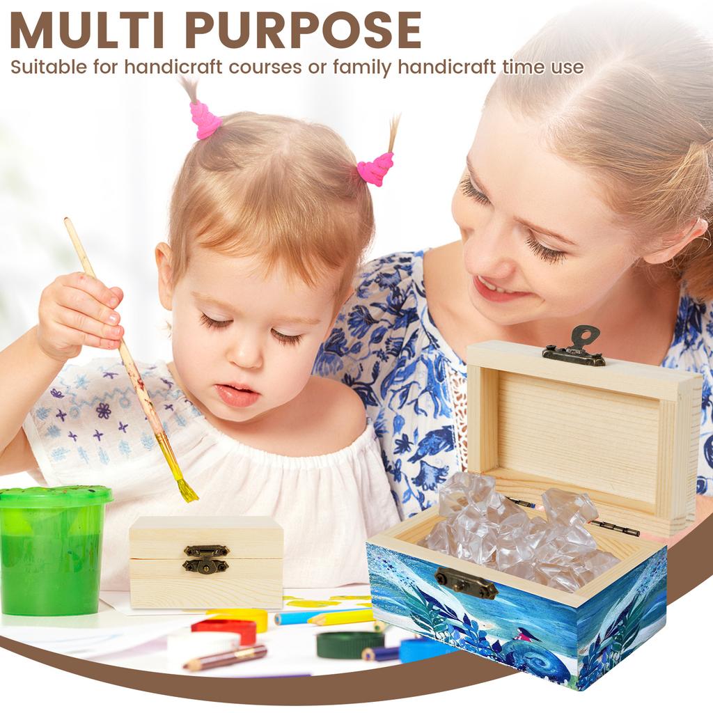 10Pcs Wooden Storage Box DIY Painting Jewelry Storage Boxes with Lid Lock Mini Organizer Boxes for Jewelry Souvenirs Small Items