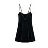 Fall and Winter New Women's Clothing Fashion Wind Velvet Straight Collar Sling Mini Short Dress 9653617