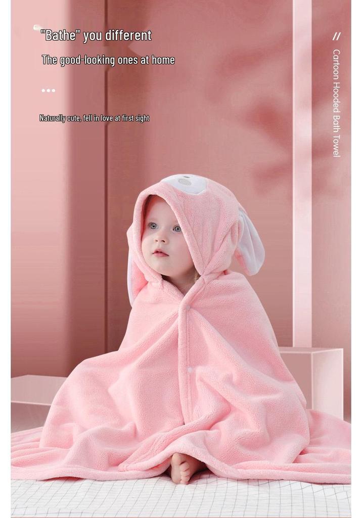 Children's Hooded Coral Fleece Bathrobe - Soft, Absorbent Cape Towel for Boys & Girls.