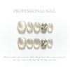 100% HANDGEFERTIGTES Falsches Nagelset mit Kleber Klare Glasperle Katzenauge Kurzer Stil mit Diamanten Phototherapie-Nägel Wiederverwendbare und Abnehmbare Nägel