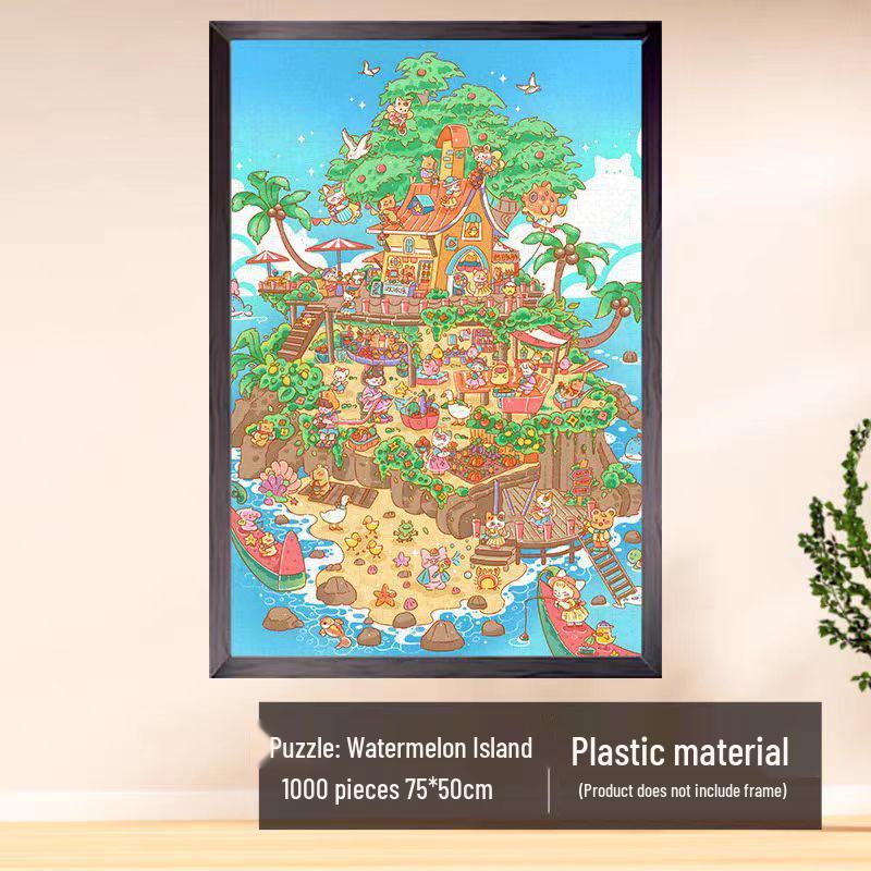 1000-Piece Challenging Plastic Puzzle for Adults – World Famous Paintings Edition with Original Illustrations for Relaxation