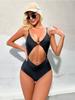 Einfarbig Taille Ausgeschnitten Einteiler Enganliegend Sexy Bikini Badeanzug Mode Strandurlaub Elegante Kleidung