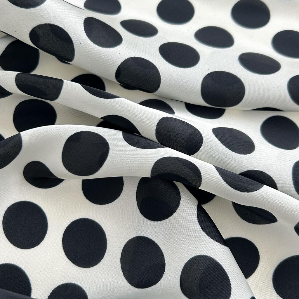 Luxury Black White Polka Dot Square Scarf Elegant Style Thin Silky Neck Scarf Casual Decorative Hairband For Women