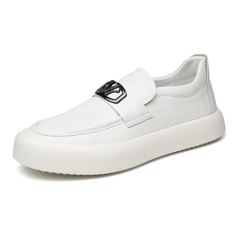 

Мужская кожаная обувь, деловая повседневная обувь, мужская дышащая и легкая, мужская обувь с кожаным лицом в британском стиле 44 белый