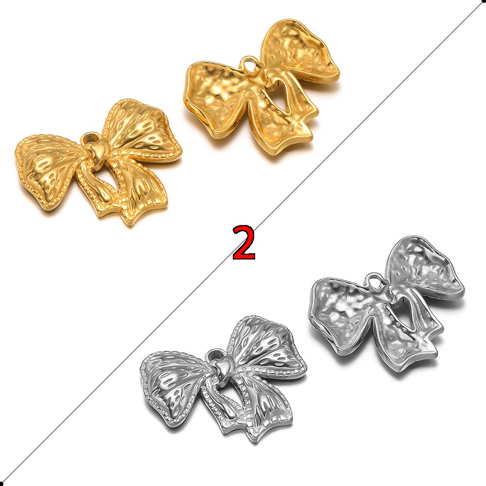 5pcs Stainless Steel Bow Knot Cute Fashion Summer Series Simple Style Pendants for Necklace Earrings Making Handmade DIY Jewelry
