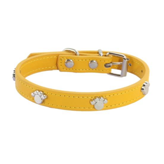 

Pet Collar Adjustable Size Metal Buckle Dog Footprint Decoration Comfortable To Wear Dog Collar Pet Supplies жёлтый