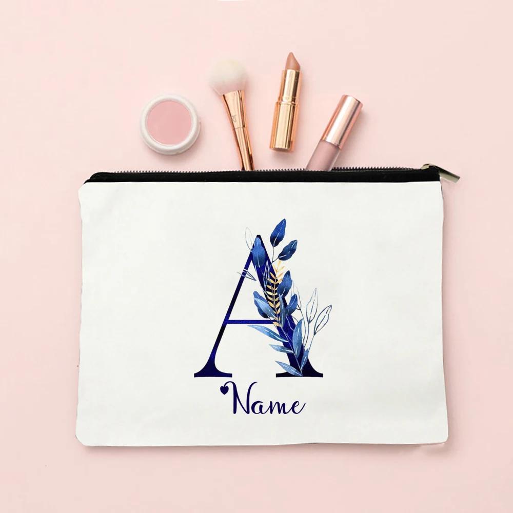 

Personalised Bridesmaid Makeup Bag Custom Letter with Name Cosmetic Case Female Toiletry Storage Pouch Purse Wedding Bride Gift