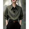 Women's Spring Loose Fit Turn-down Collar Pocket Shirt