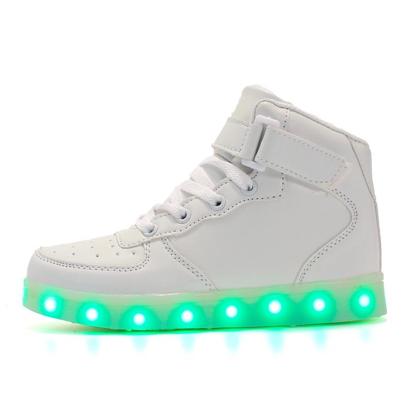 LED USB-Charged High-Top Luminous Shoes for Adults & Kids - Korean Style with Colorful Light-Up Soles