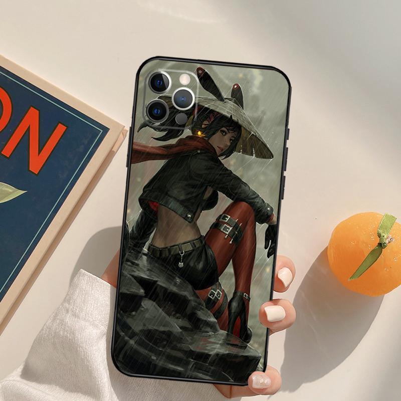 Apple Iphone14Promax Mobile Phone Case Anime Girl Samurai Mobile Phone Case Hair Painting Anti-Drop Huawei Three
