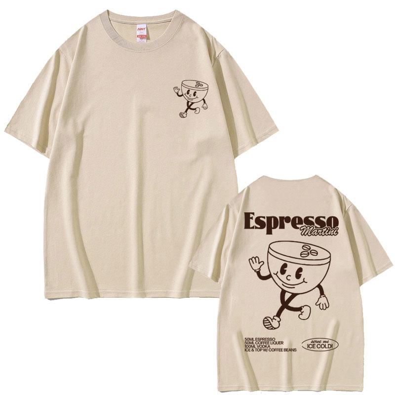 Funny Espresso Martini Cocktail Graphic T Shirt Male Vintage Cartoon Oversized Tshirts Unisex Womens Casual Loose Cotton Tshirt