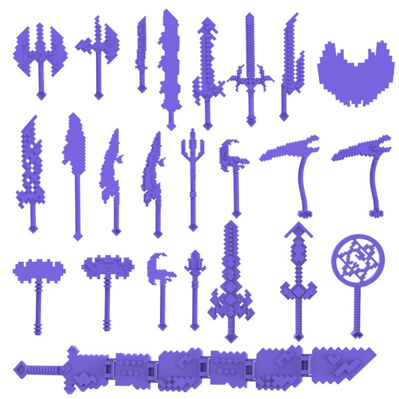 Minecraft Moje kompletní sada Svět Minifigurka Balíček zbraní Otravní vesničané Diamantový meč Trojzubec Kluk Sestavovací stavebnice Hračka