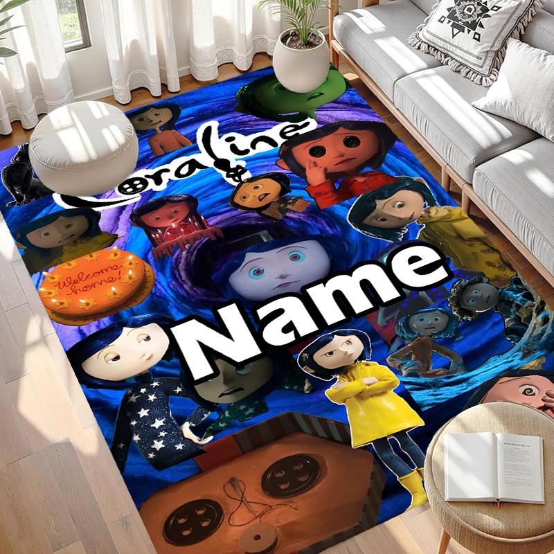 Custom Name Personalized Coraline Print Carpet, Versatile Home Decor Rug, for Playroom, Apartment, Balcony, Entryway, Hallway Gift