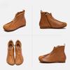 Johnature Sapatos femininos de couro legítimo, bota curta retrô confortável e de fundo plano