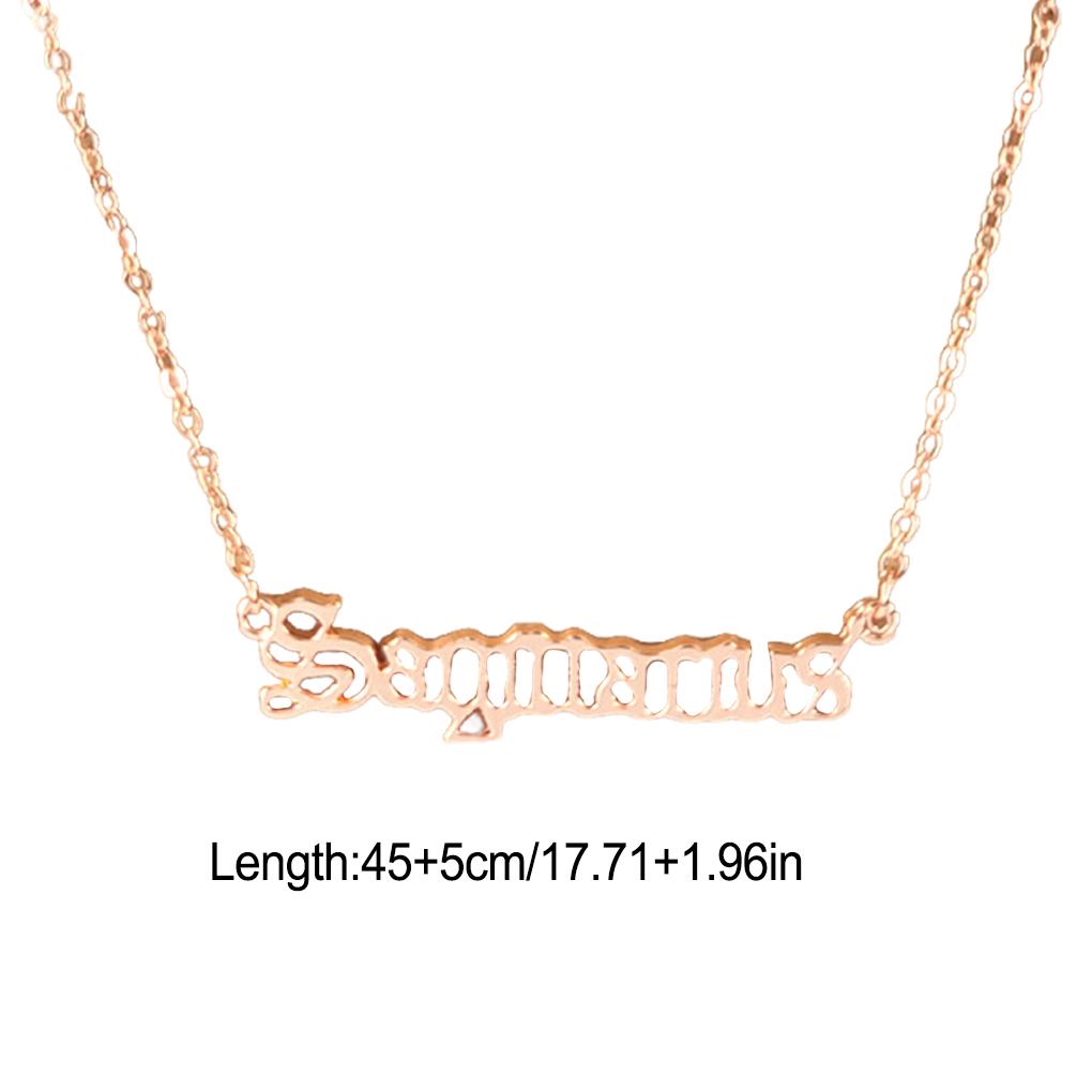 Vintage Letter Constellations Theme Zodiac Necklace DIY Chic Delicate Jewelry Chain Pendant for Lover Festival Gifts Rose Gold