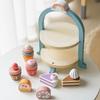 Wooden Cake Pop Shop Playset ,8 Piece Pretend Play Food Toy with Multi-Tiered Dessert Tower Educational Kitchen Roleplay Set for Kids 3+