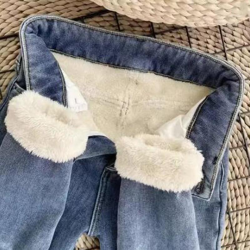 Fleecové Teplé Strečové Džínové Tužkové Kalhoty Dámské Zimní Hrubé Sametové Džíny Vysoký Pas Skinny Dámské
