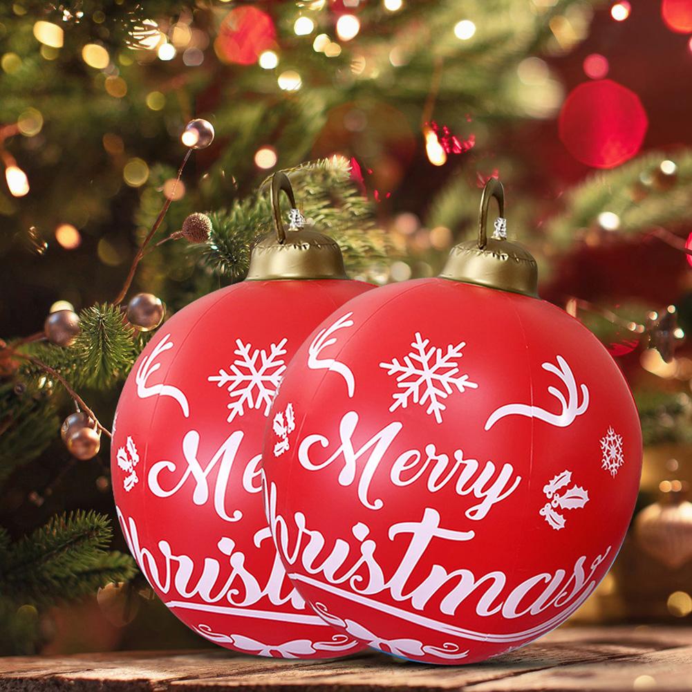 60CM Weihnachten Aufblasbarer Ball Wasserdicht Aufgeblasener Spielball Bunt Groß Veranda Hof Ornamente