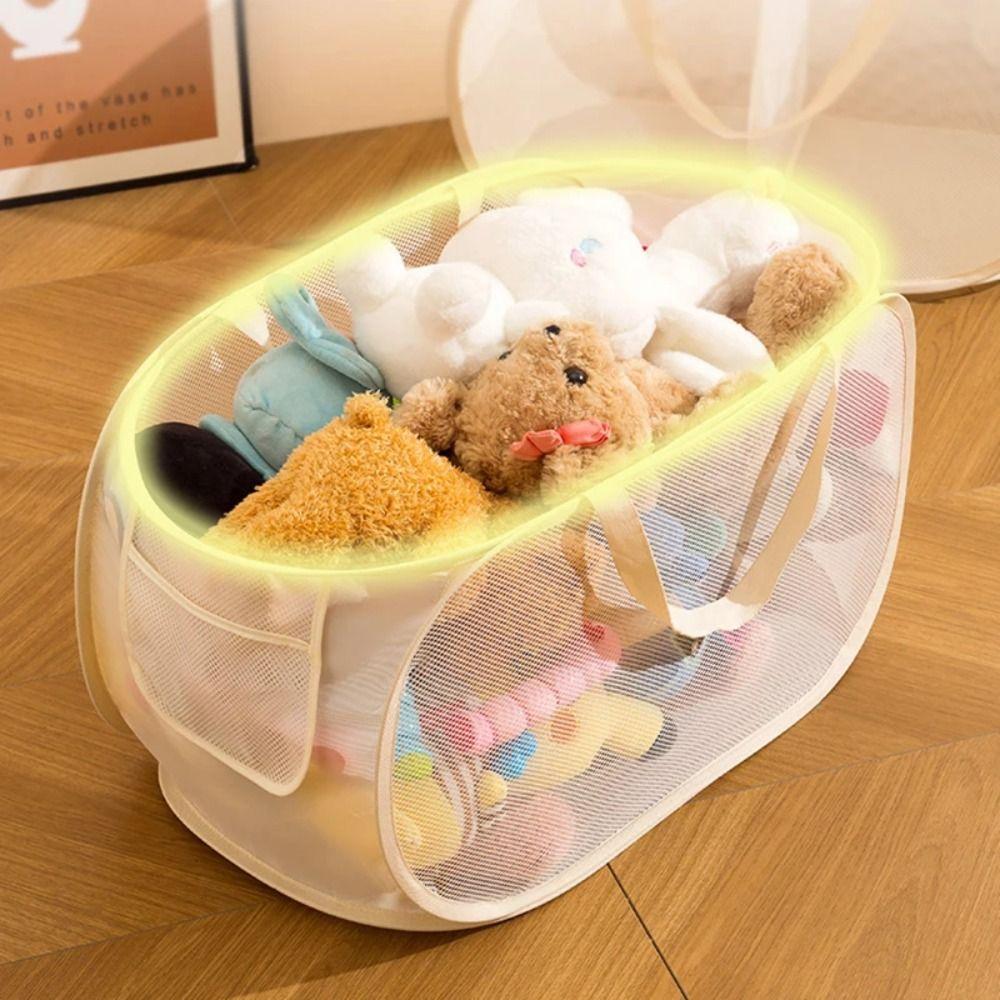 Mesh Kids Toy Storage Bin Large Capacity Plush Toys Organizer Household Storage Bag Living Room