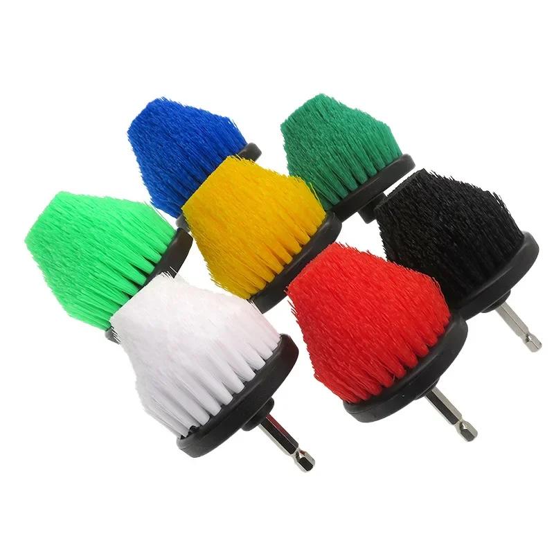 2.5'' Electric Drill Brush Hexagonal Stock Cone Nylon Bristle Power Scrubber for Corner Gap Cleaning Polishing Car Washing Tools