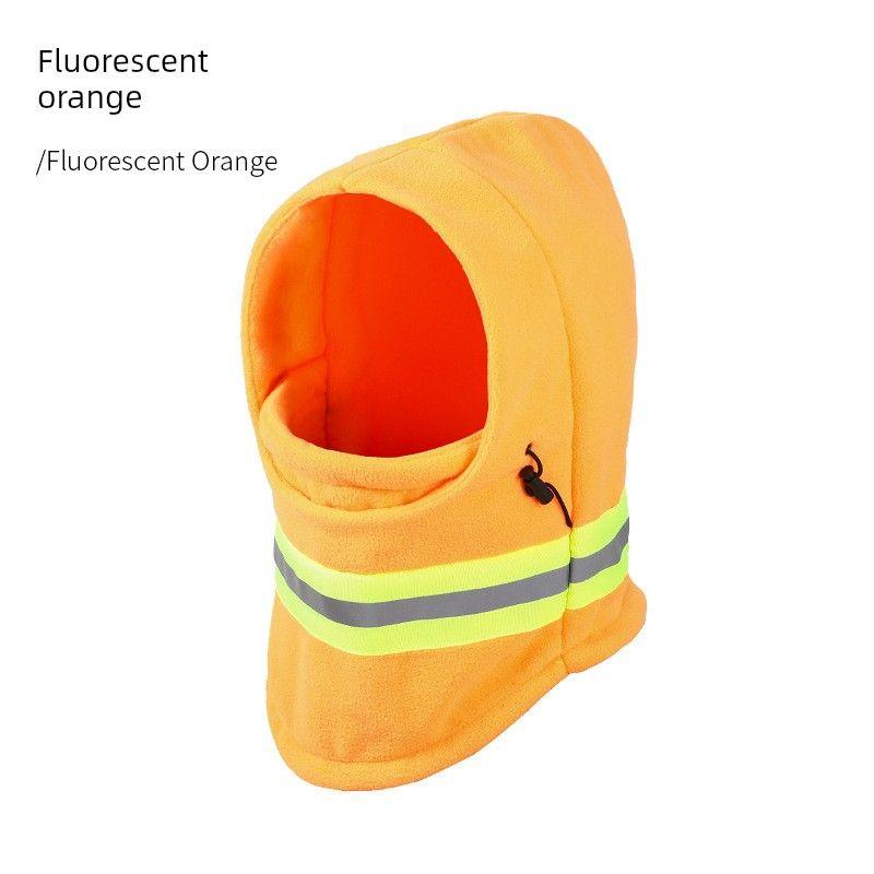 

Sanitation Worker Heattech Hat Night Highlight Reflective Thickened Cold Protection Sleeve Cap Winter Polar Fleece Cap Windproof Fluorescent orange All yards