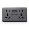 British 13A Dual Gang USB Socket Panel with Switch, 146 Type, International Five-Hole Design