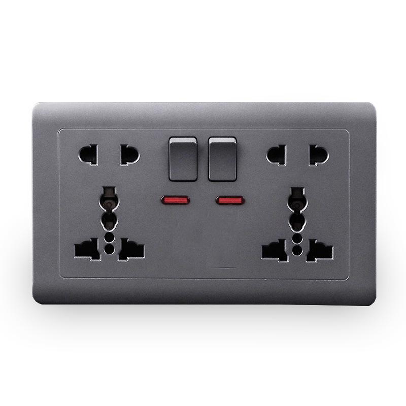 British 13A Dual Gang USB Socket Panel with Switch, 146 Type, International Five-Hole Design