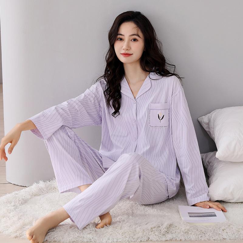 Pajamas Women'S Pure Cotton Long-Sleeved Women'S Autumn And Winter Thin Large-Size Autumn Loungewear